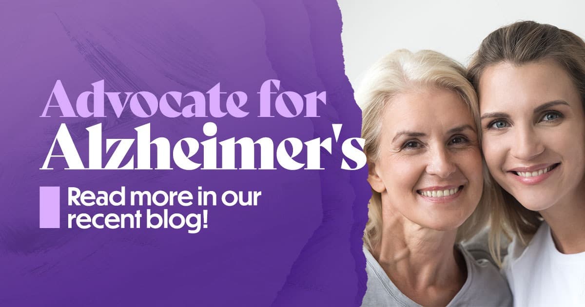 Middle aged woman with older woman smiling, Advocate for Alzheimer's, clinical research